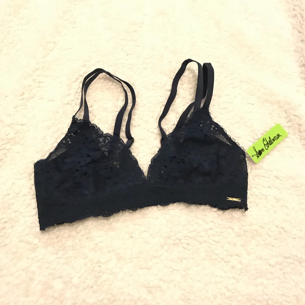 Sam Edelman navy double strap lace bra